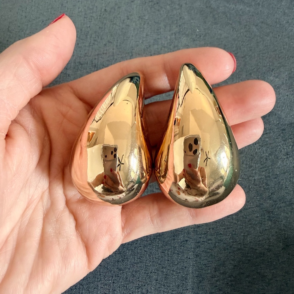 Gold Teardrop Statement Earrings